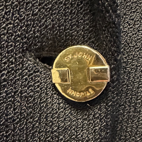 St. John Black Blazer with Striped Collar - Picture 3 of 6